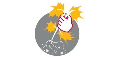 A matchstick figure bending under pressure from three dollar signs symbolizing the cost pressures small business owners are facing